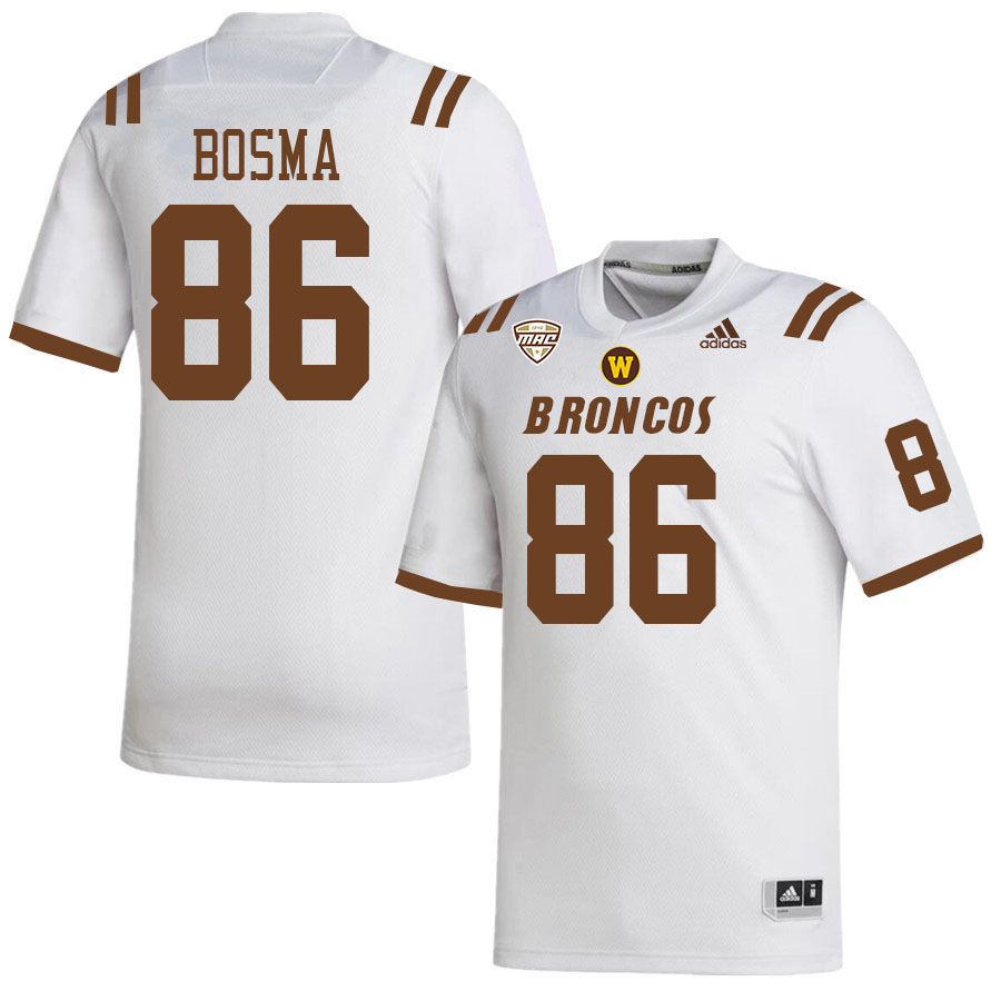 #86 Blake Bosma Western Michigan Broncos College Football Jerseys Stitched-White